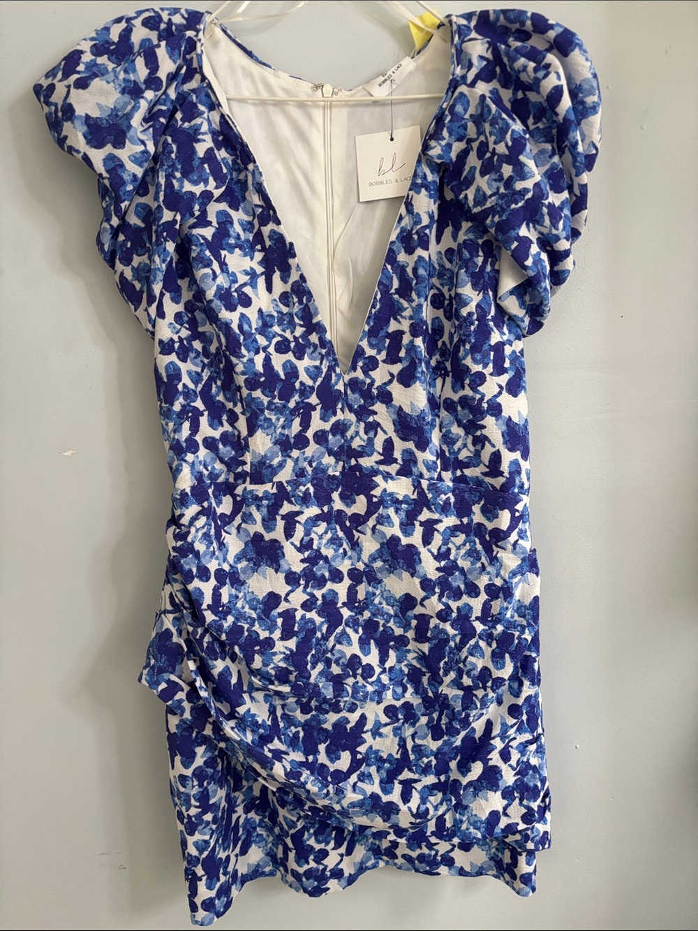Bobbles & Lace Blue Floral V-Neck Dress
